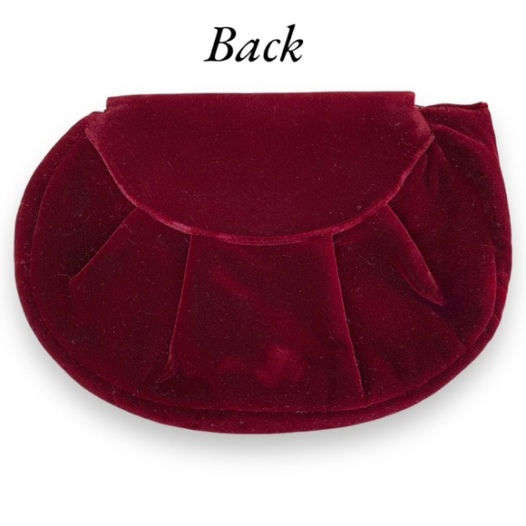 VELVET FLAP EVENING CROSSBODY MINI BAG WINE BURGANDY - Picture 2 of 3